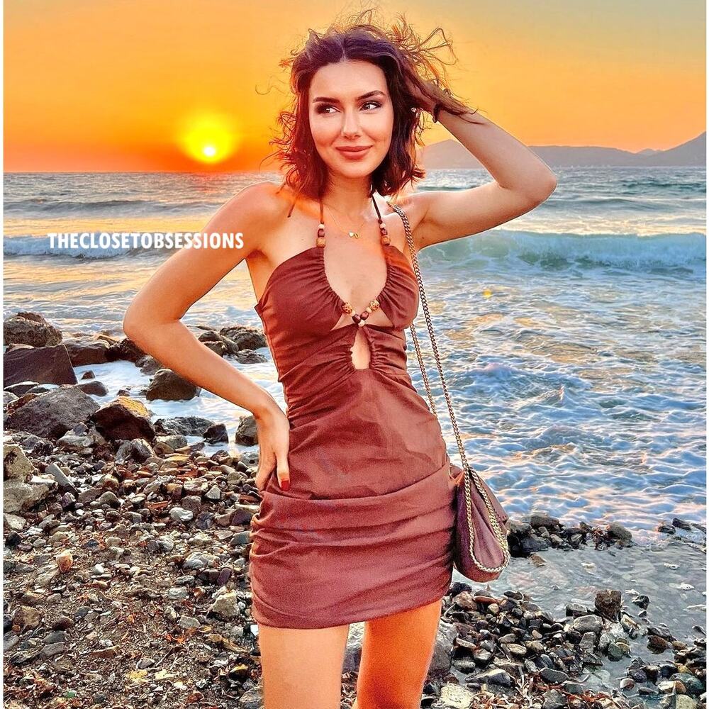 Zara Brown Mini Dress with Halter Rings